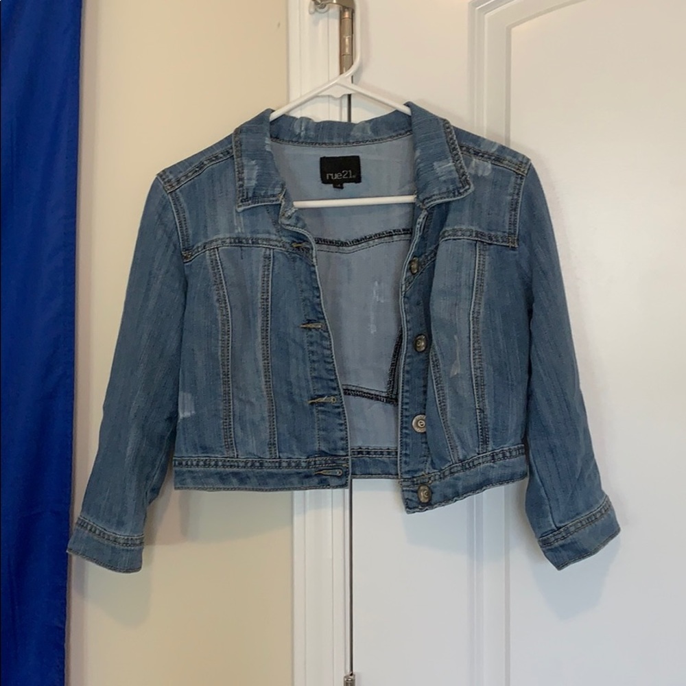 Distressed jean jacket